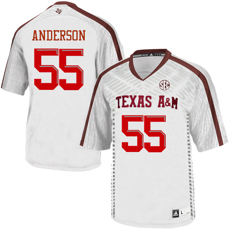 Men #55 Austin Anderson Texas A&M Aggies College Football Jerseys-White - Click Image to Close
